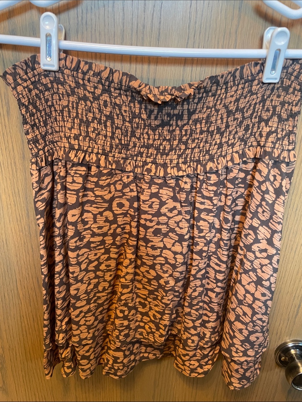 Rails Brown & Tan Animal Print Smocked Mini Skirt